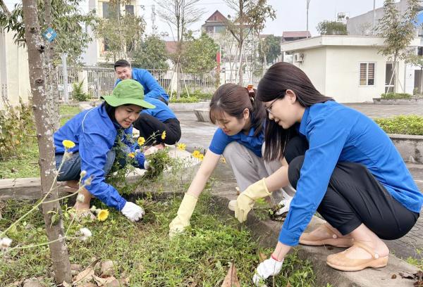 Chi đoàn Cơ quan Tỉnh Đoàn ra quân hưởng ứng “Ngày Chủ nhật xanh” với các hoạt động như dọn dẹp vệ sinh cơ quan, phân loại rác thải, cắt cỏ dại và chăm sóc vườn cây