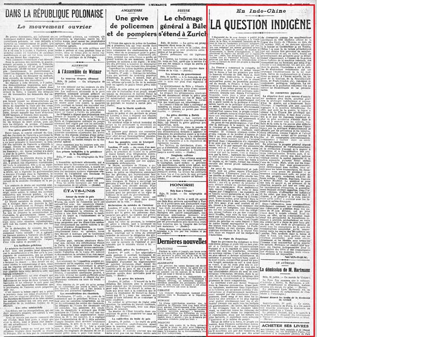 Một bài báo của Nguyễn Ái Quốc trên báo Nhân Đạo số ra ngày 02/8/1919