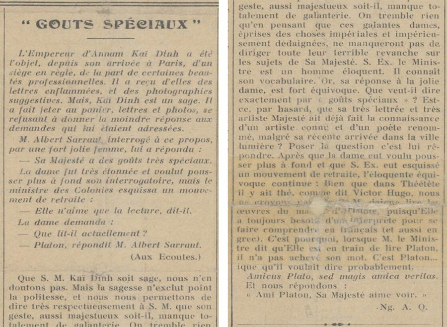 Bài “Gu đặc biệt” đăng trên số 5/1922