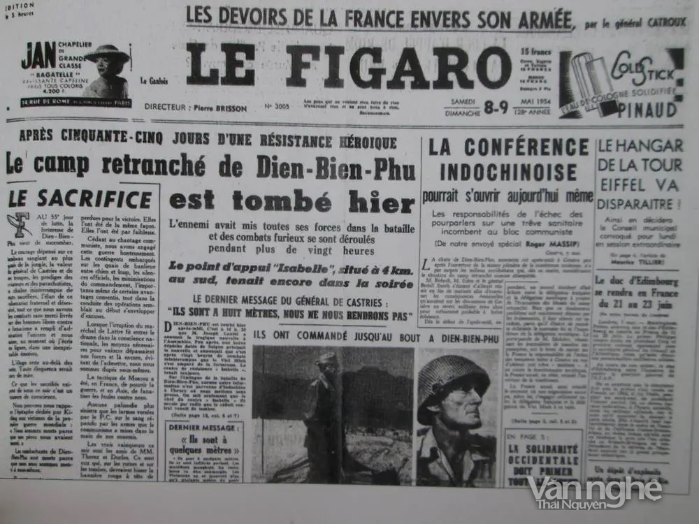 Tin tức về Điện Biên Phủ trên tờ  Le Figaro số ra ngày 8 - 9/5/1954