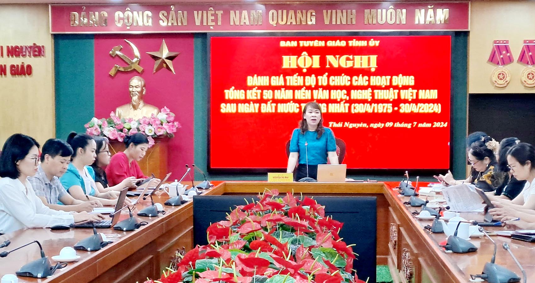 Đồng chí Nguyễn Thị Mai, Ủy viên Ban Chấp hành Đảng bộ tỉnh, Phó Trưởng Ban Thường trực Ban Tuyên giáo Tỉnh ủy chủ trì Hội nghị