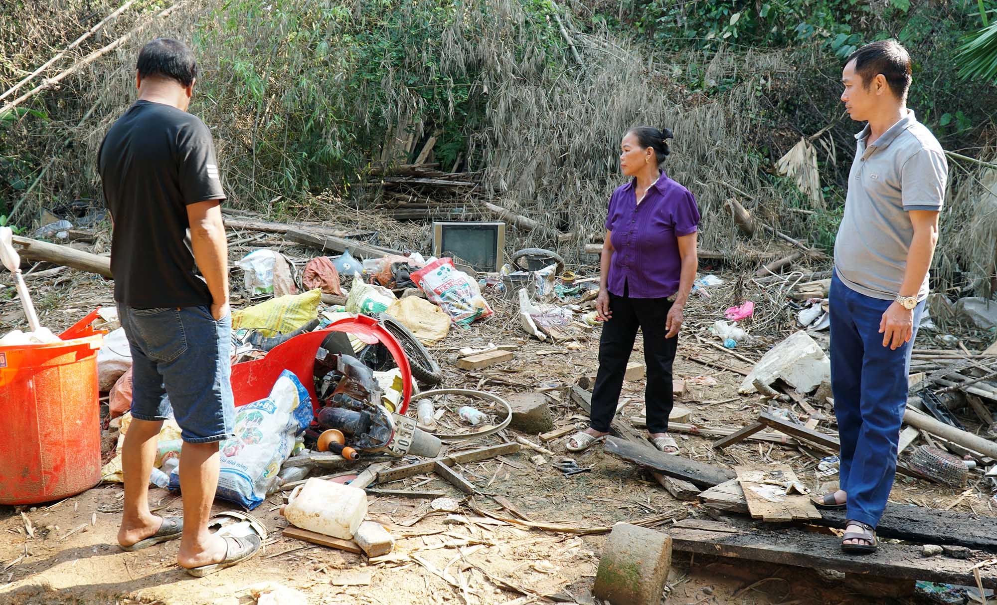 Hiện trường ngôi nhà của gia đình anh Hoàng Văn Sang