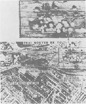 Hình ảnh ném bom ga Lưu Xá (tháng 12/1972) được phi công Mỹ chụp từ máy bay. Ảnh tư liệu lịch sử.
