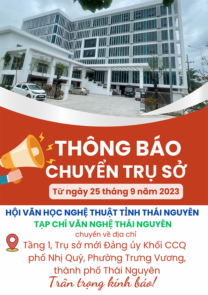 Thông báo chuyển trụ sở Hội Văn học nghệ thuật tỉnh và Tạp chí Văn nghệ Thái Nguyên. Đồ hoạ: Ngọc Luận 